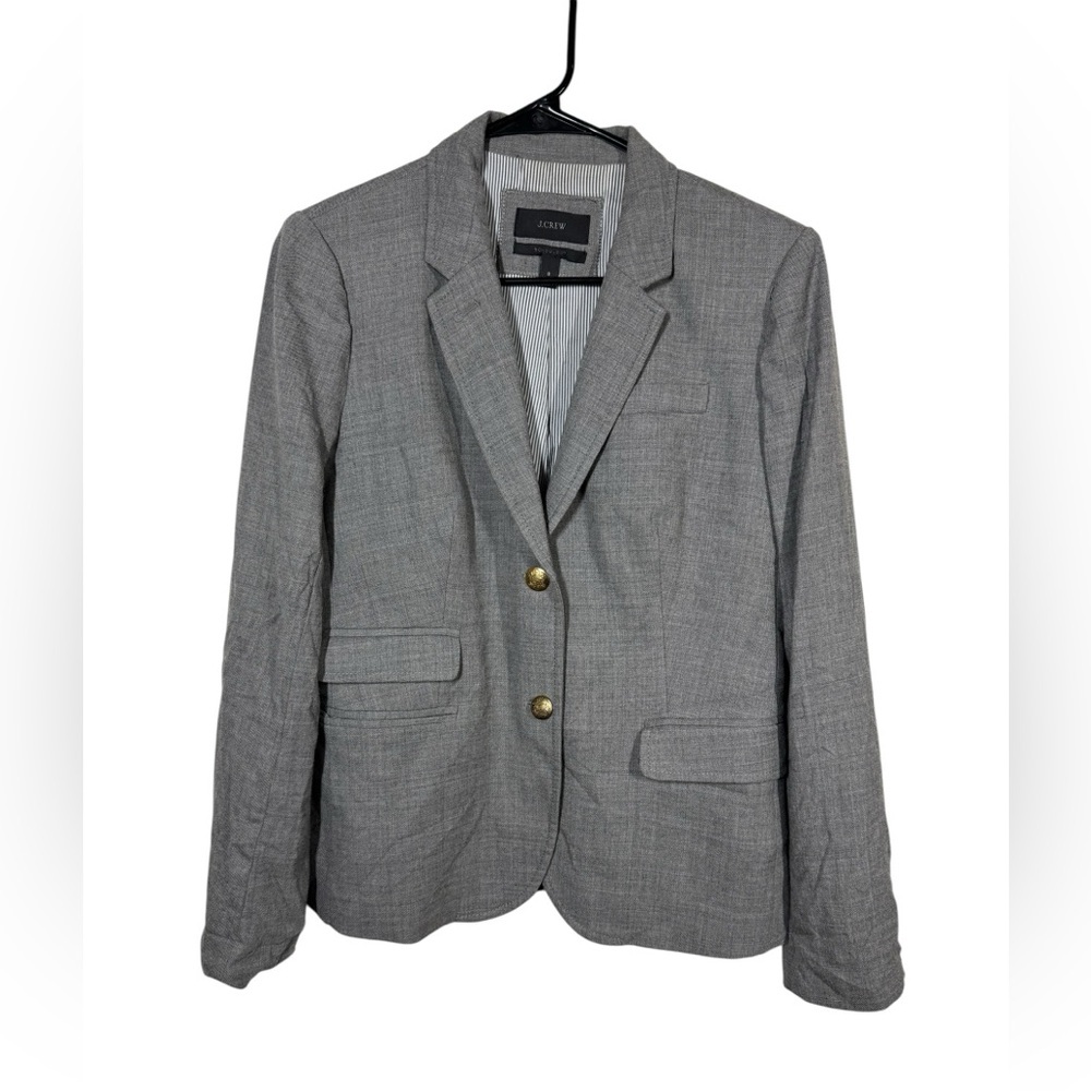 J Crew Grey Wool Blend Schoolboy Blazer Size 8